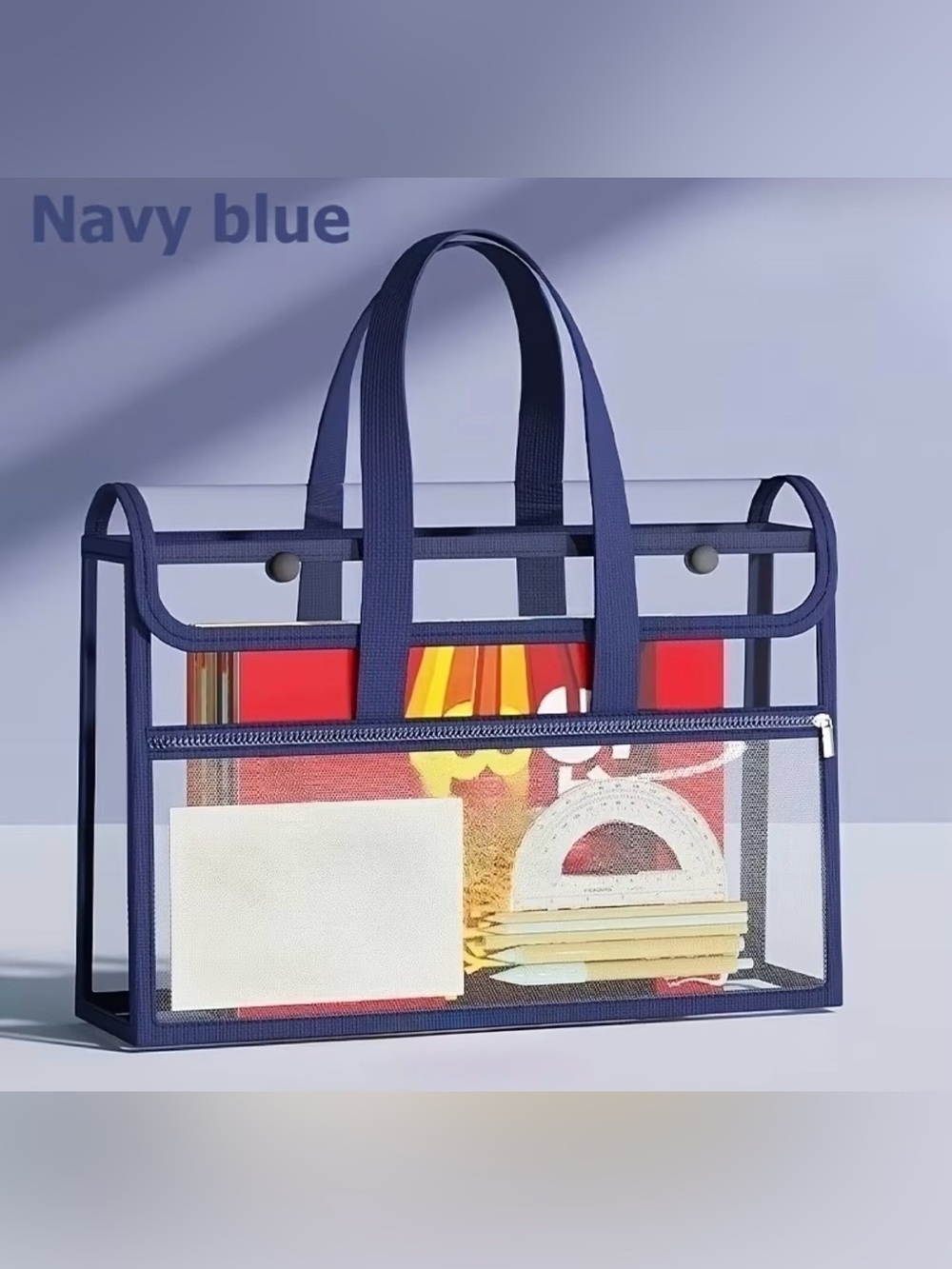 Navy Blue Clear Tote Organizer Bag - Home Storage & Organization
